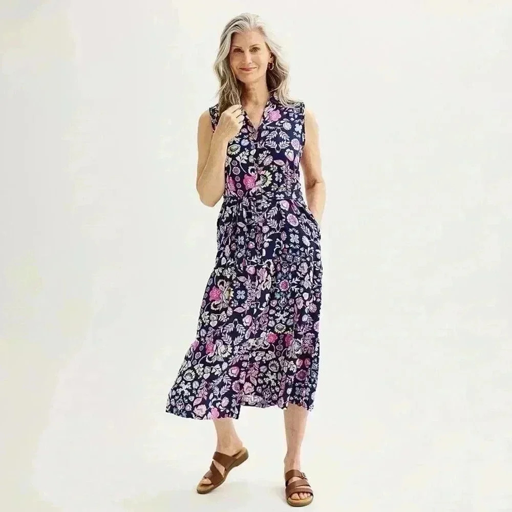 Women's Croft & Barrow® Sleeveless Maxi Shirtdress size M